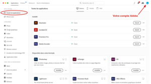 Interface de Creative Cloud
